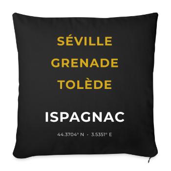 Ispagnac Lozère - Séville - Grenade - Tolède - Housse de coussin décorative 45 x 45 cm - noir - Devant