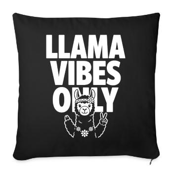 Vibrations de lama uniquement – Lama hippie - Housse de coussin décorative 45 x 45 cm - noir - Devant