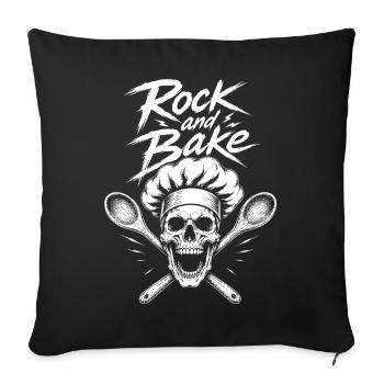 Rock and Bake Schädel Motiv - Sofakissenbezug 45 x 45 cm - Schwarz - Vorne