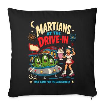 Martians at the Drive-In Diner - Sofa pillowcase 17,3'' x 17,3'' (45 x 45 cm) - black - Front