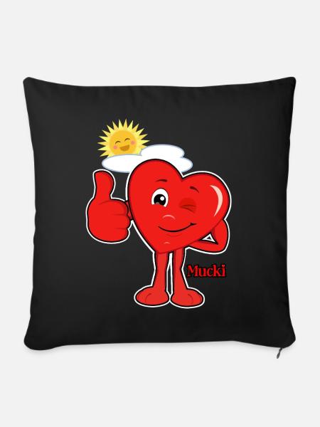 Mucki Happy - Sofakissenbezug 45 x 45 cm - Schwarz