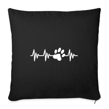 Paw print heartbeat - Sofa pillowcase 17,3'' x 17,3'' (45 x 45 cm) - black - Front