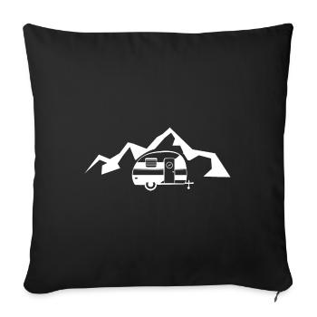 Berg - Camping Wohnwagen - (7) - Sofakissenbezug 45 x 45 cm - Schwarz - Vorne