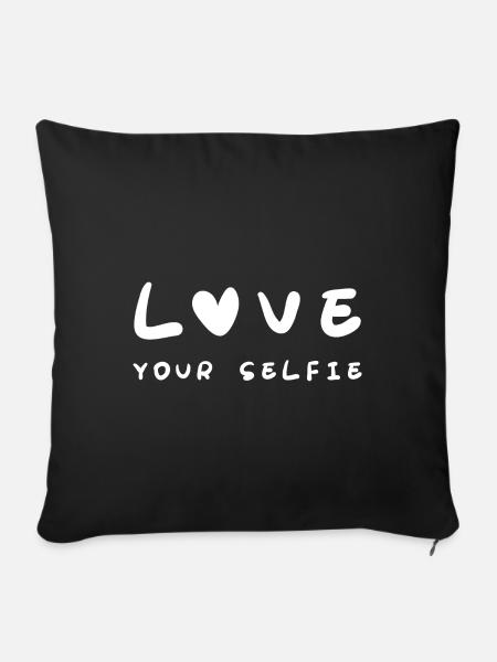 Love Your Selfie - Sofakissenbezug 45 x 45 cm - Schwarz