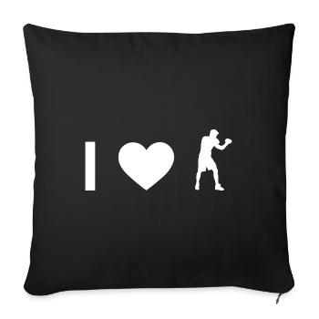 Me Heart and Guy Boxing - - Sofa pillowcase 17,3'' x 17,3'' (45 x 45 cm) - black - Front