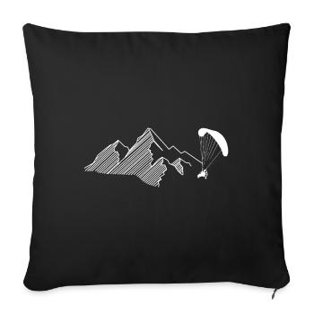 Berg - Gleitschirmfliegen - (7) - Sofakissenbezug 45 x 45 cm - Schwarz - Vorne