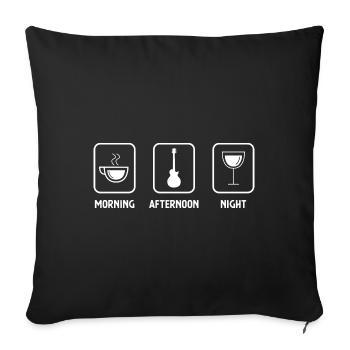 Morning, afternoon, night and guitar - - Sofa pillowcase 17,3'' x 17,3'' (45 x 45 cm) - black - Front