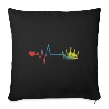 Crown Silhouette Pulse Heartbeat - Sofa pillowcase 17,3'' x 17,3'' (45 x 45 cm) - black - Front