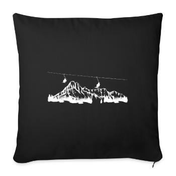 Montagne - Ski - (17) - Housse de coussin décorative 45 x 45 cm - noir - Devant