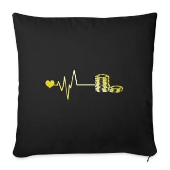 Poker jeton pouls coeur amour - Housse de coussin décorative 45 x 45 cm - noir - Devant