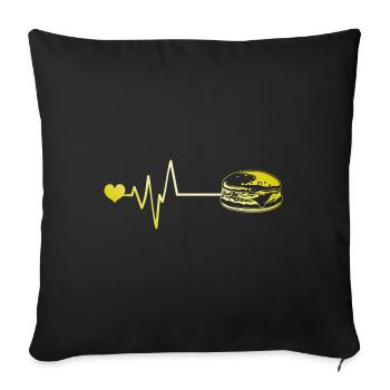 Burger Pulse Heart Love - Sofa pillowcase 17,3'' x 17,3'' (45 x 45 cm) - black - Front