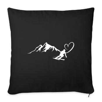 Heart - Mountain - Skiing - (9) - Sofa pillowcase 17,3'' x 17,3'' (45 x 45 cm) - black - Front