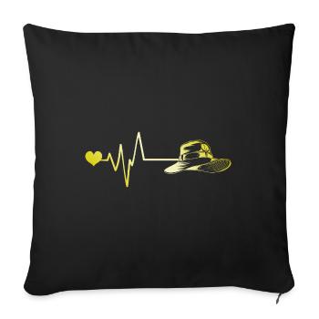 Chapeau de pêche Heartbeat Fishing - Housse de coussin décorative 45 x 45 cm - noir - Devant