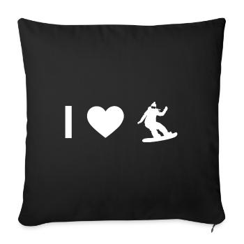 I heart and woman snowboarding - - Sofa pillowcase 17,3'' x 17,3'' (45 x 45 cm) - black - Front