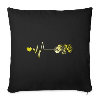 tracteur pouls cœur amour - Housse de coussin décorative 45 x 45 cm - noir - Devant