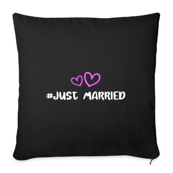 Just Married Hochzeit Herz - Sofakissenbezug 45 x 45 cm - Schwarz - Vorne