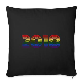 Year 2018 - Sofa pillowcase 17,3'' x 17,3'' (45 x 45 cm) - black - Front