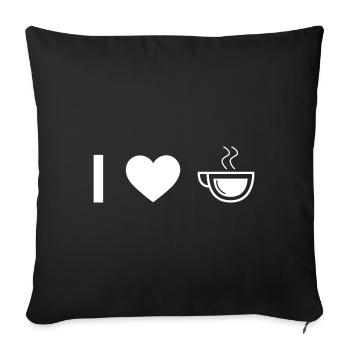 Ich Herz und Kaffee - - Sofakissenbezug 45 x 45 cm - Schwarz - Vorne