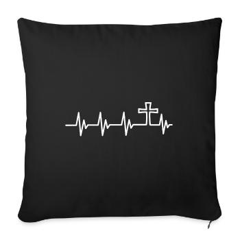 Christian Heartbeat Shirt - Sofa pillowcase 17,3'' x 17,3'' (45 x 45 cm) - black - Front