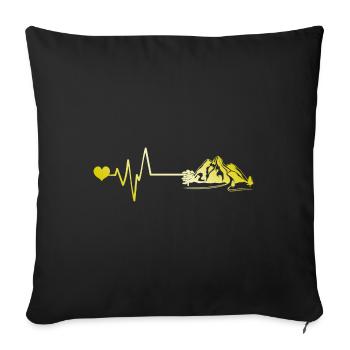 Montagnes Battement de cœur Montagnes - Housse de coussin décorative 45 x 45 cm - noir - Devant
