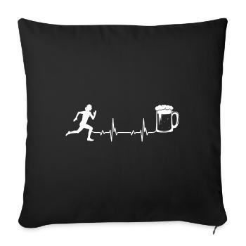 Heartbeat Beer et running - (RU) - Housse de coussin décorative 45 x 45 cm - noir - Devant