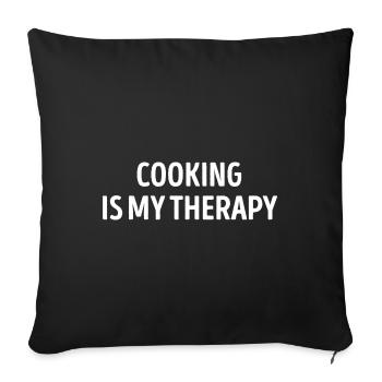 Kochen Ist Meine Therapie Lustig - Sofakissenbezug 45 x 45 cm - Schwarz - Vorne