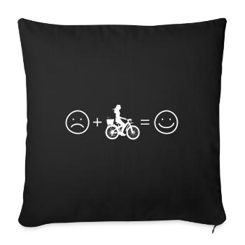 Smile Face and Cycling - (f) (2) - Sofa pillowcase 17,3'' x 17,3'' (45 x 45 cm) - black - Front