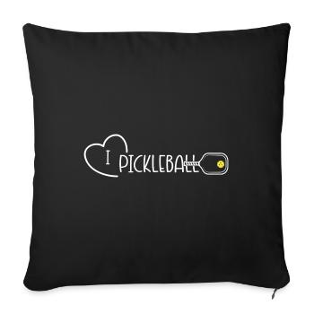 I Love Pickleball Pickle Ball Lover Gift Idea - Sofa pillowcase 17,3'' x 17,3'' (45 x 45 cm) - black - Front
