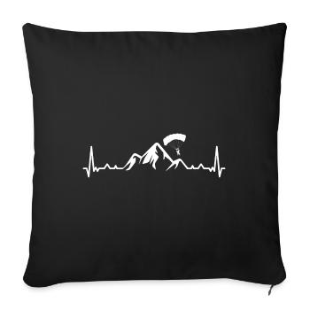 Heartbeat mountain and paragliding - (b) - Sofa pillowcase 17,3'' x 17,3'' (45 x 45 cm) - black - Front
