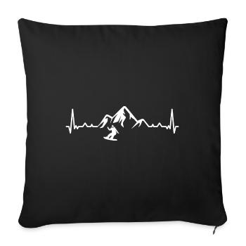 Heartbeat-Berg 1 und Snowboarden - (SN) - Sofakissenbezug 45 x 45 cm - Schwarz - Vorne