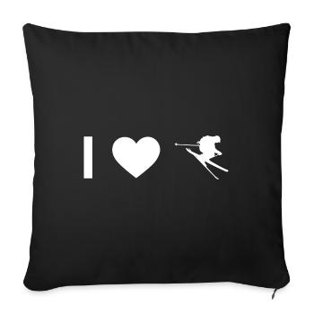 J’ai du cœur et le gars qui skie - - Housse de coussin décorative 45 x 45 cm - noir - Devant