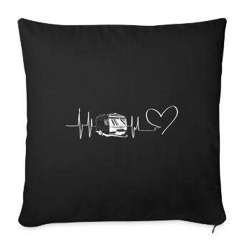 Heart - Heartbeat - Caravan - (5) - Sofa pillowcase 17,3'' x 17,3'' (45 x 45 cm) - black - Front