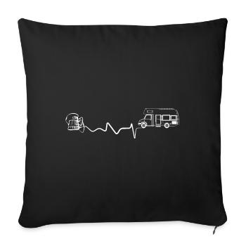 Herzklopfen - Bier - Camping Van - (4) - Sofakissenbezug 45 x 45 cm - Schwarz - Vorne