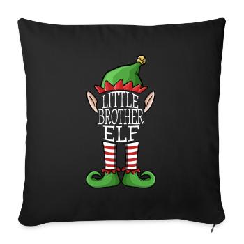 Little Elf Brother Xmas Christmas Family Costume - Sofa pillowcase 17,3'' x 17,3'' (45 x 45 cm) - black - Front