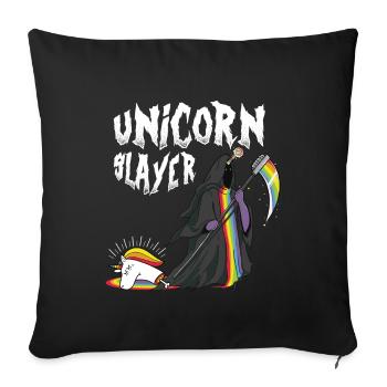 Lustiger Einhorn-Halloween-Entwurf - Einhorn-Tod - Sofakissenbezug 45 x 45 cm - Schwarz - Vorne
