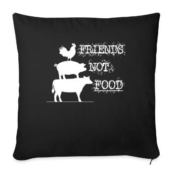 Friends Not Food Vegan Vegan Bien-être animal - Housse de coussin décorative 45 x 45 cm - noir - Devant