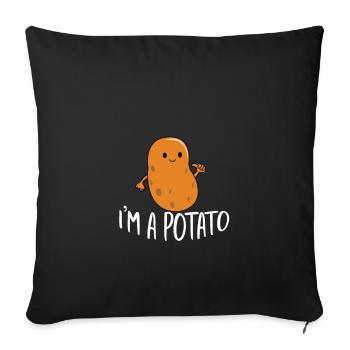 Je suis une patate drôle de cadeau de potato - Housse de coussin décorative 45 x 45 cm - noir - Devant