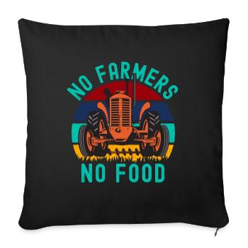 Pas d’agriculteurs pas de tracteur alimentaire - Housse de coussin décorative 45 x 45 cm - noir - Devant