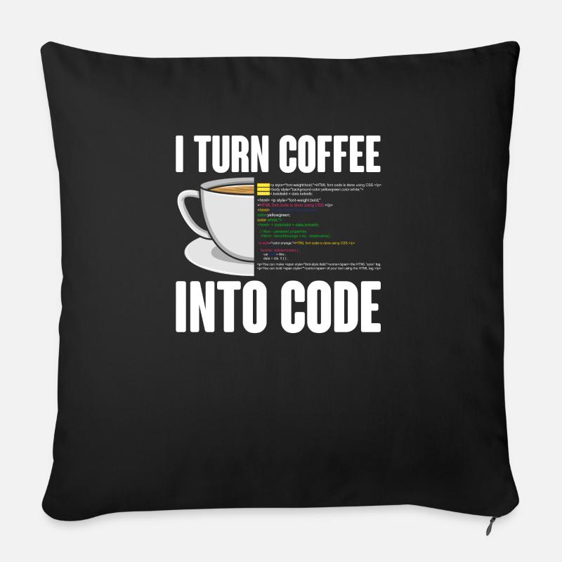 Lustiges Computer Kaffee Programmierer Design - Sofakissenbezug 45 x 45 cm - Schwarz