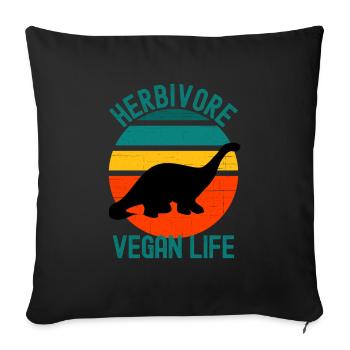 Herbivore Dinosaur Vegan Life Rétro - Housse de coussin décorative 45 x 45 cm - noir - Devant