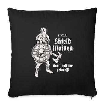 Warrior Woman | Schildmaid für echte Wikingerinnen - Sofakissenbezug 45 x 45 cm - Schwarz - Vorne
