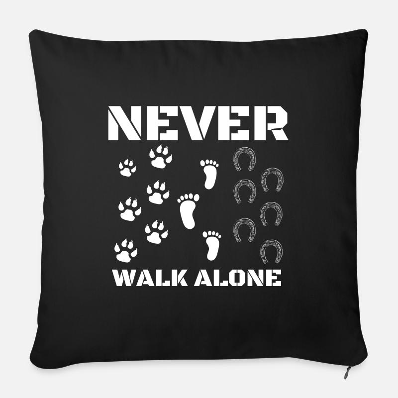 Never Walk alone Hund Pferd - Sofakissenbezug 45 x 45 cm - Schwarz