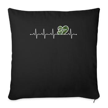 Vegan with heartbeat - Sofa pillowcase 17,3'' x 17,3'' (45 x 45 cm) - black - Front
