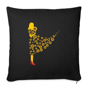 Sunflower flower motif women gift - Sofa pillowcase 17,3'' x 17,3'' (45 x 45 cm) - black - Front