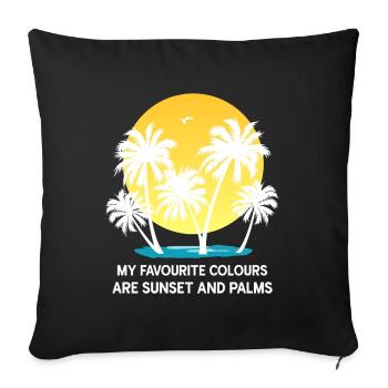 palmiers coucher de soleil d’été mer couleurs préférées - Housse de coussin décorative 45 x 45 cm - noir - Devant