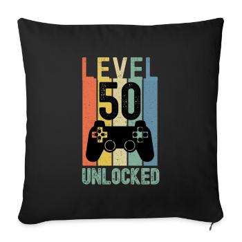 Level 50 Unlocked Funny Gaming - Sofa pillowcase 17,3'' x 17,3'' (45 x 45 cm) - black - Front