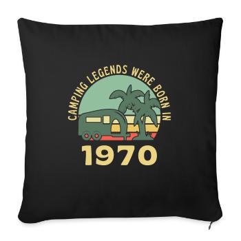 Camping Legends Born In 1970 Caravan - Sofa pillowcase 17,3'' x 17,3'' (45 x 45 cm) - black - Front