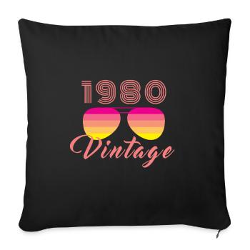Vintage 1980 Cool Sunglasses Retro Pink - Sofa pillowcase 17,3'' x 17,3'' (45 x 45 cm) - black - Front