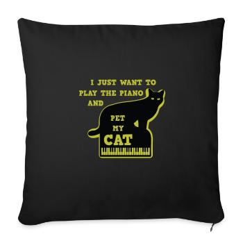 Piano piano chat clavier instrument de musique - Housse de coussin décorative 45 x 45 cm - noir - Devant