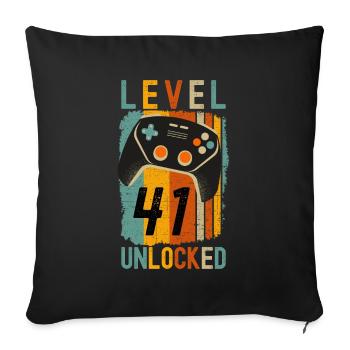 Level 41 Unlocked Funny Gaming - Sofa pillowcase 17,3'' x 17,3'' (45 x 45 cm) - black - Front